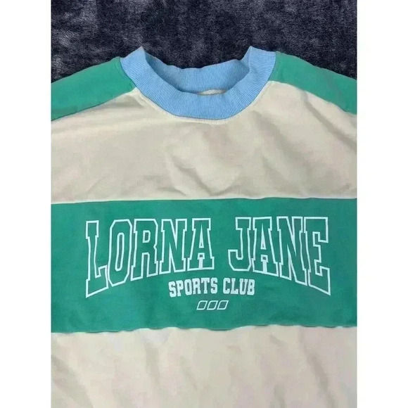Lorna Jane Oversized Racer Sweatshirt Colorblock Women's L Green Blue Pullover - Picture 2 of 11